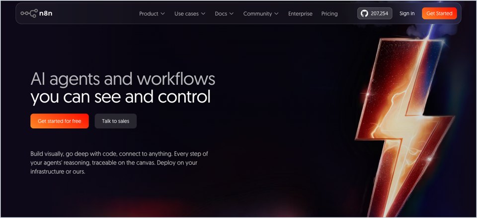 n8nの公式サイトの画面